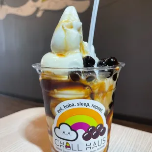 Vanilla Soft Serve w/ Brown Sugar Boba