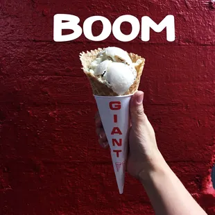 Salted caramel ice cream in a waffle cone