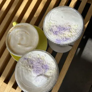 Lavender lattes and cappuccino