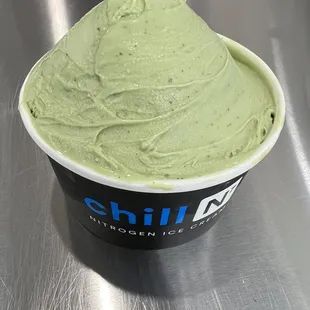 No sugar added matcha with vanilla ice cream