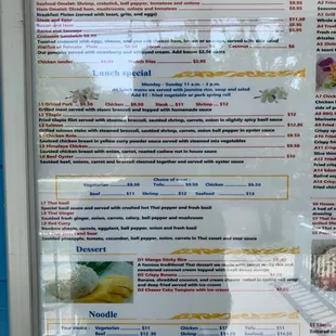 Breakfast, Lunch, Dessert, Noodle Menu