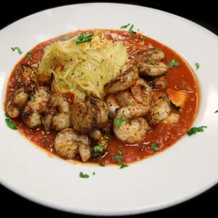 Roasted Spaghetti Squash w/ Grilled Shrimp