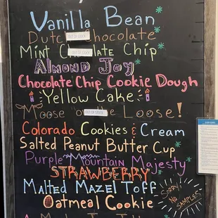a menu on a chalk board