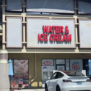 a car parked in front of a store