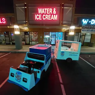 Night shot of our catering cart.