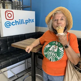 Diana enjoying the Cappucino Chip