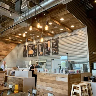 the inside of a restaurant