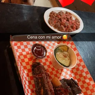 Beef ribs and a plain burger for my dog @shenzi_xolo
