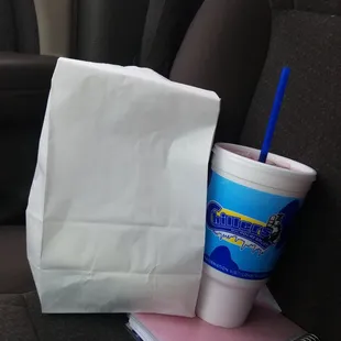 Trying to make it home but had to stop for a quick bite and a Strawberry Slush
