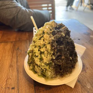 Matcha and hojicha with snowcap