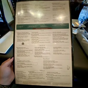 Menu as of April 2024