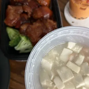 Tofu wBaby Shrimp, General Tsos Chicken