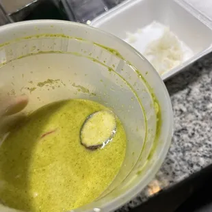 Ordered chicken green Thai curry