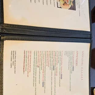 Menu with weekly lunch deals