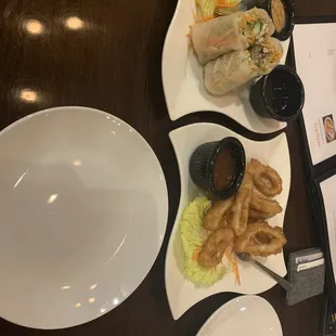 A14. Fried Calamari A2. Crispy chicken Spring Rolls