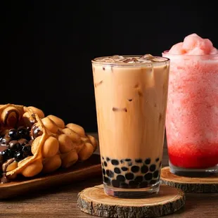 At our cafe, indulge in premium macarons, buttery Danish pastries, and creamy boba milk teas. A cozy spot for sweet desserts and drinks