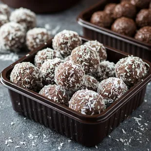 Indulge in a delicious treat: our coconut chocolate bites! The perfect balance of rich chocolate and fresh coconut in every bite.