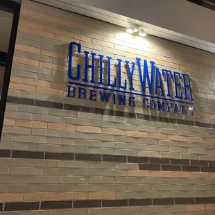 Exterior sign at night