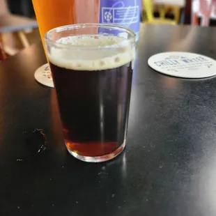 a cold beverage in a glass