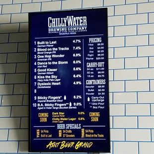 beer list and prices