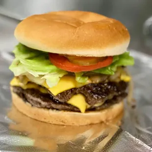 Made to Order Loaded Double Cheeseburger made with Fresh Beef
