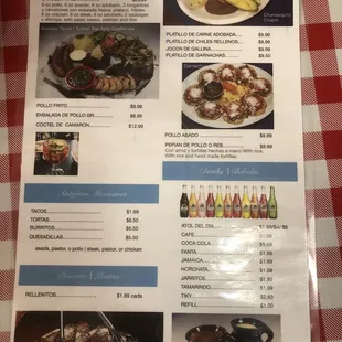 a menu for a restaurant