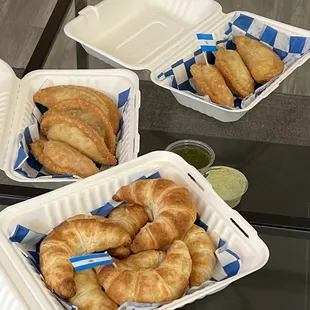 Capresse Empanada Fugazzeta Empanada Ham &amp; Cheese Empanada Chimichurri Sauce Argentine Croissant Argentine Croissant x6