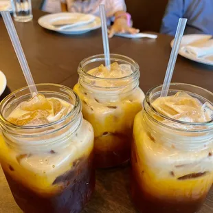 three jars of iced coffee