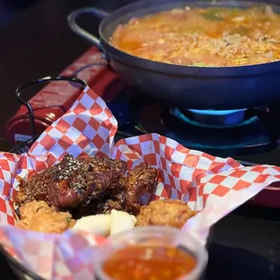 bone Bone-In K-Fried Chicken and Korean Army Stew