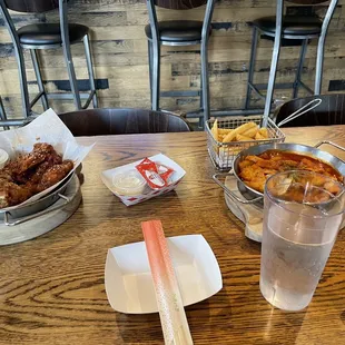 Soy Garlic &amp; Hot King Wings (Half &amp; Half) (10 pcs) Tteokboki French Fries