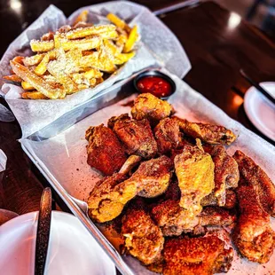 Spicy BBQ Curry Chicken and Honey Butter Fries