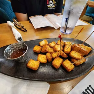 Fried cheese and tangy dip
