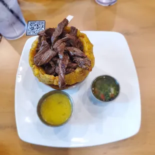 Skirt Steak Stuffed Mofongo