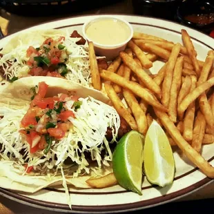 Fish tacos.. Make sure and pour the chipotle sauce all over the tacos!!