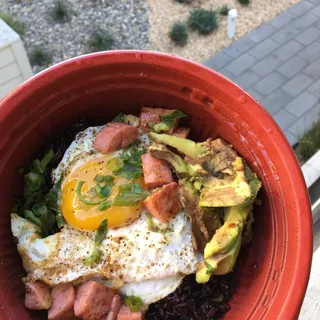 Isaan Sausage, Fried Egg and Rice Bowl