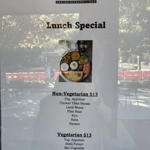 Lunch special menu