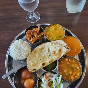 Lunch thali - vegetarian option.