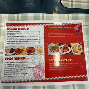 Back of Menu