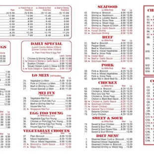 sushi and sashimi, menu