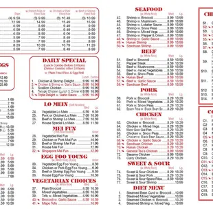 sushi and sashimi, menu