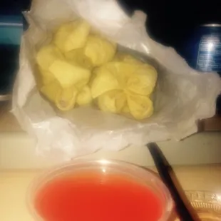 These are the crab rangoon. They&apos;re a pain to find out here! I&apos;ve lived here for almost four years &amp; these are worth the wait!