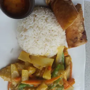 Red Curry Chicken w/egg roll