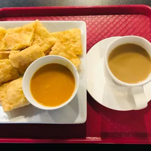 Special egg puri with sweet tea