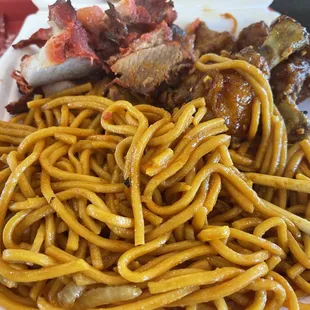 Lo-Mein, BBQ Pork, Mandarin Chicken Wings