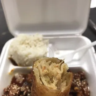 Hair baked into egg roll.