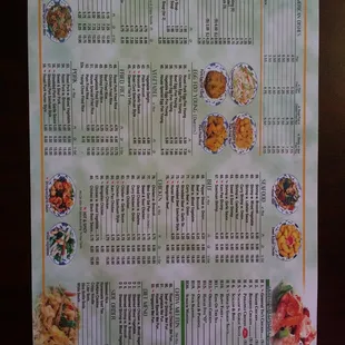 a menu for a chinese restaurant