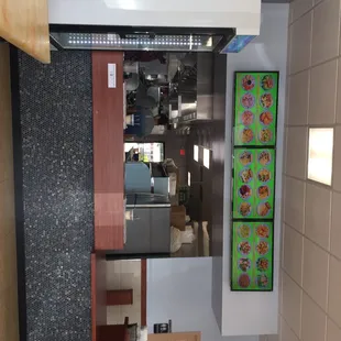 a view of a kitchen from above