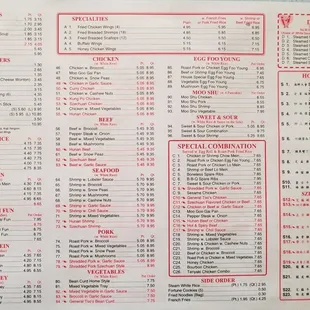 Back of Menu
