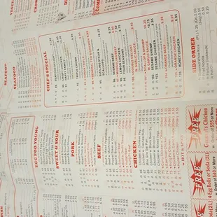 a menu for a chinese restaurant