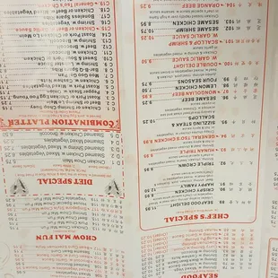 menu